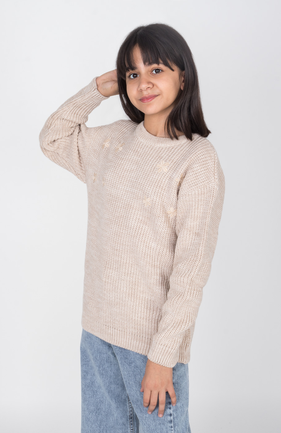 پلیور آستین افتاده با گلدوزی