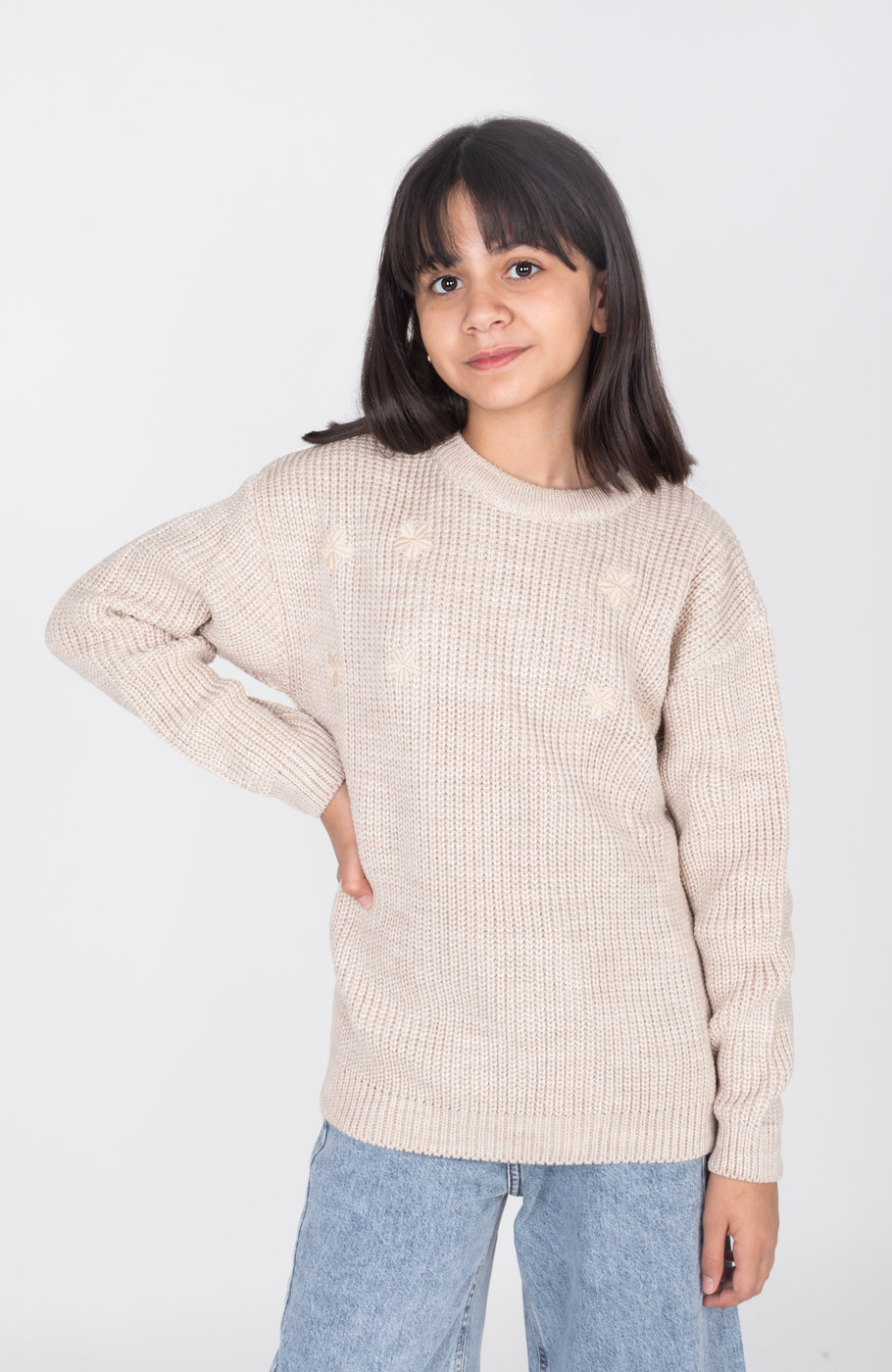 پلیور آستین افتاده با گلدوزی