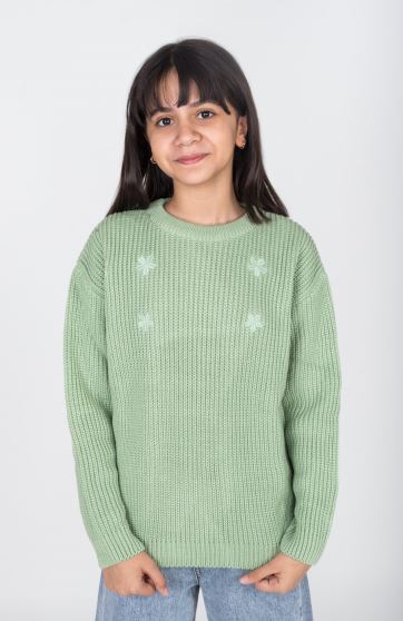 پلیور آستین افتاده با گلدوزی