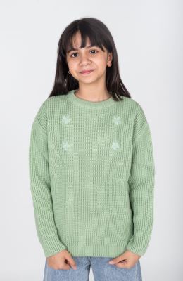 پلیور آستین افتاده با گلدوزی