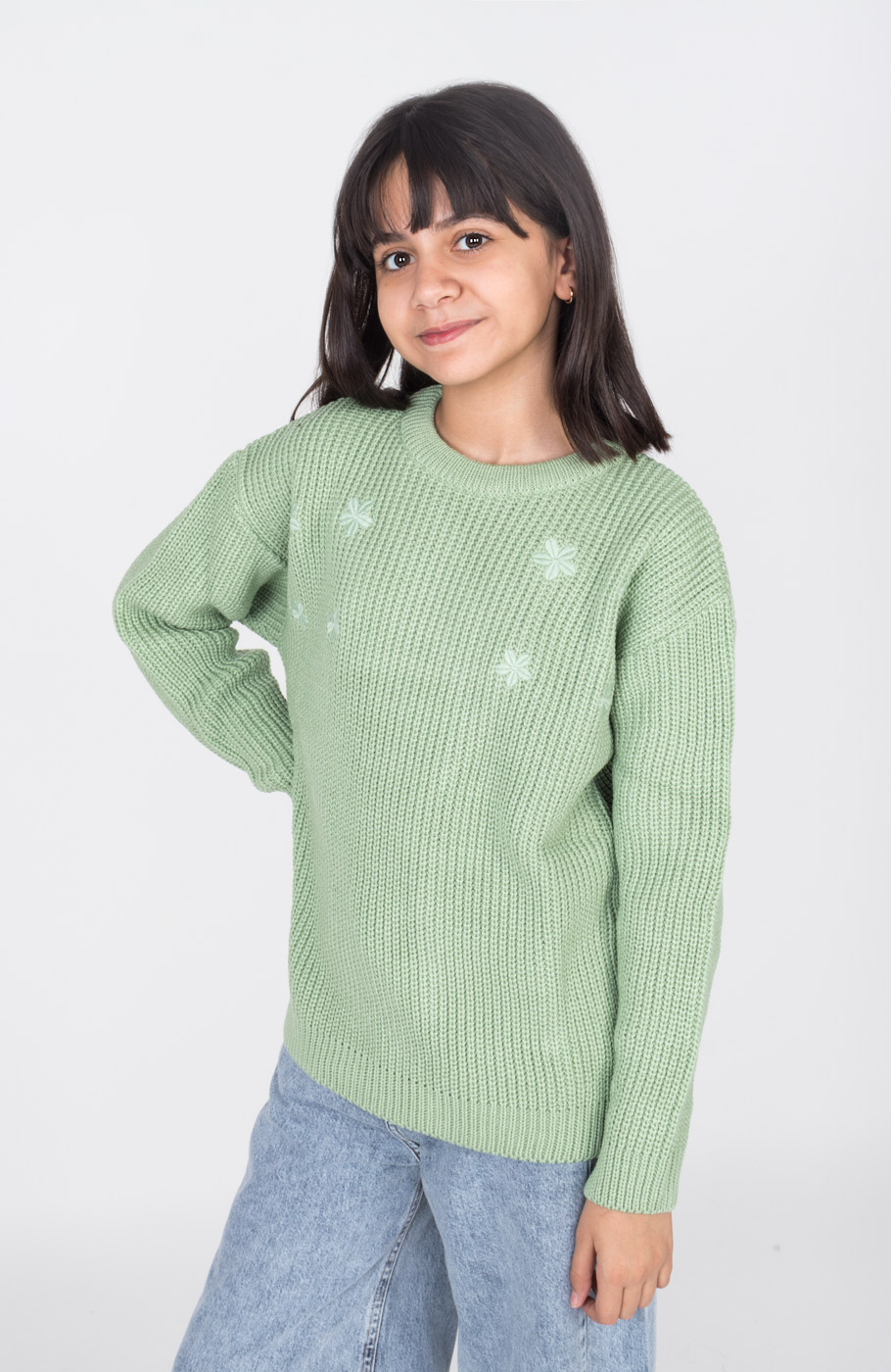 پلیور آستین افتاده با گلدوزی