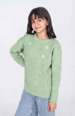 پلیور آستین افتاده با گلدوزی