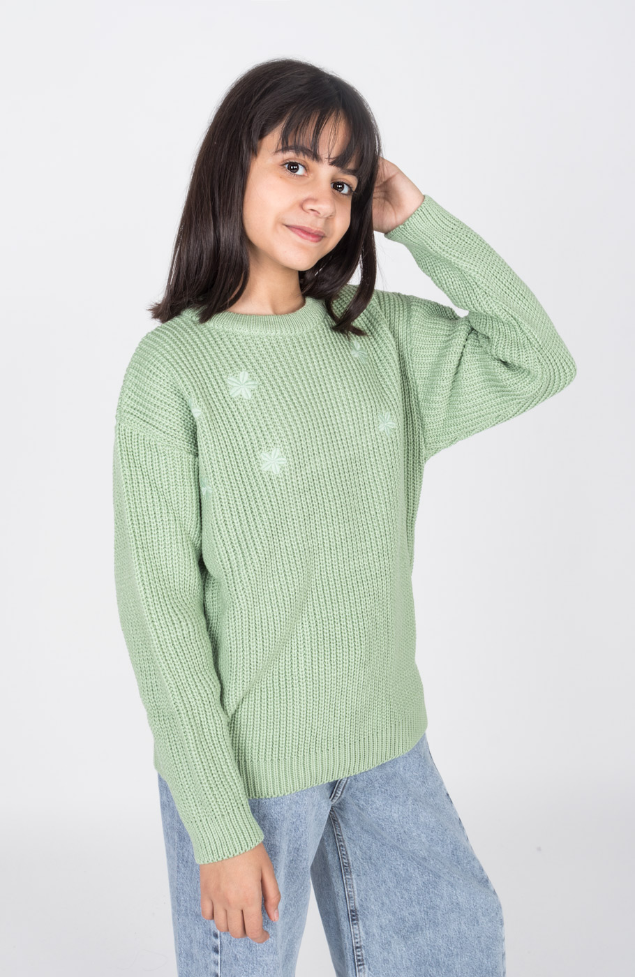 پلیور آستین افتاده با گلدوزی