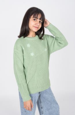 پلیور آستین افتاده با گلدوزی