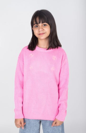 پلیور آستین افتاده با گلدوزی