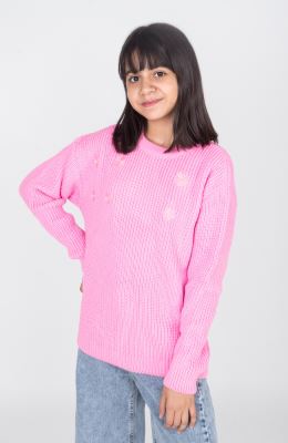 پلیور آستین افتاده با گلدوزی