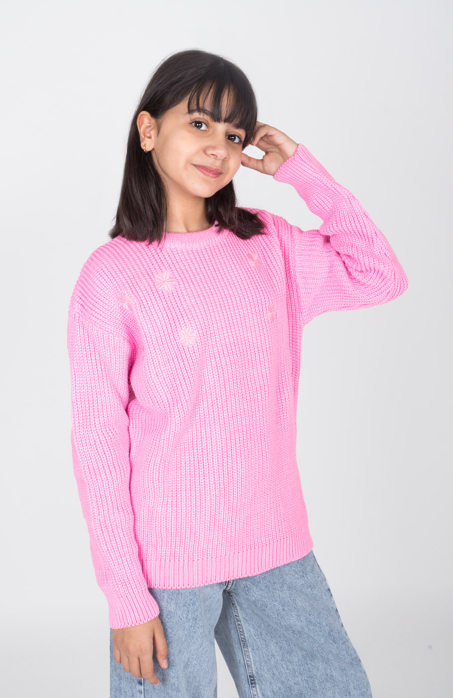 پلیور آستین افتاده با گلدوزی