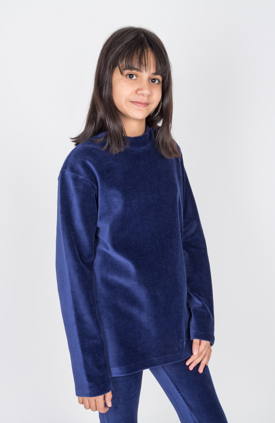 بلوز مخمل کبریتی یقه سه سانت