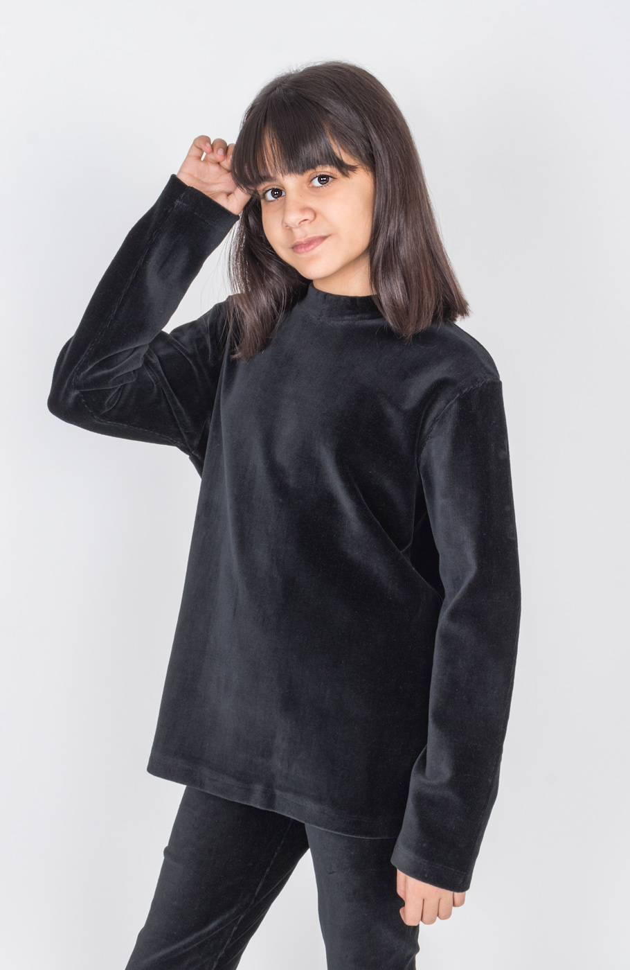 بلوز مخمل کبریتی یقه سه سانت