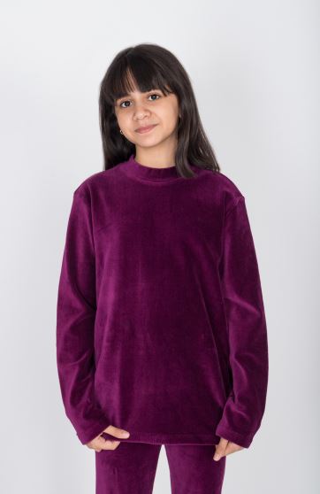 بلوز مخمل کبریتی یقه سه سانت