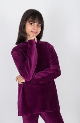 بلوز مخمل کبریتی یقه سه سانت