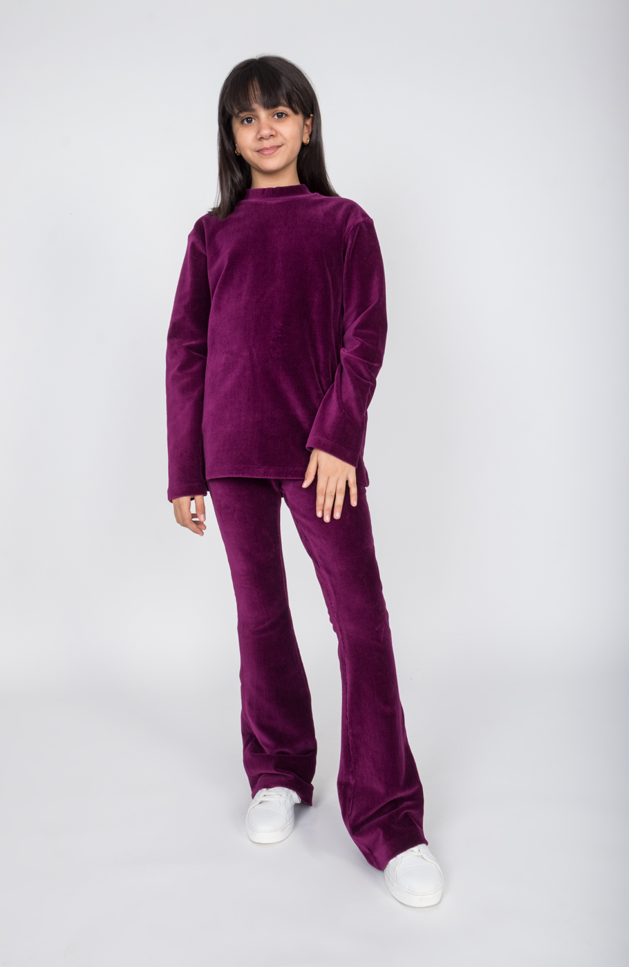 بلوز مخمل کبریتی یقه سه سانت