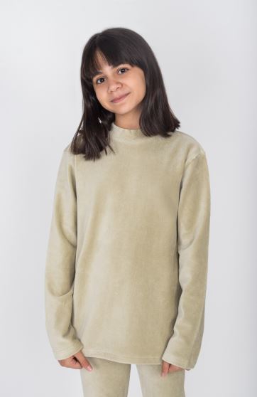 بلوز مخمل کبریتی یقه سه سانت