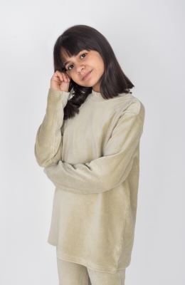 بلوز مخمل کبریتی یقه سه سانت