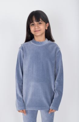 بلوز مخمل کبریتی یقه سه سانت