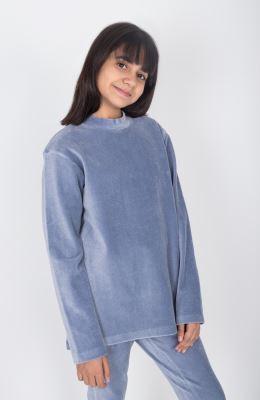 بلوز مخمل کبریتی یقه سه سانت