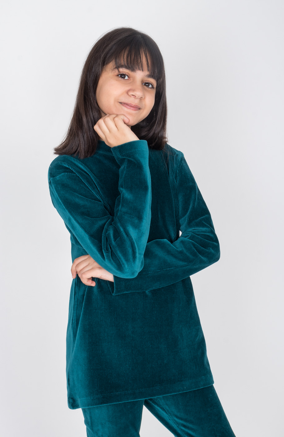 بلوز مخمل کبریتی یقه سه سانت