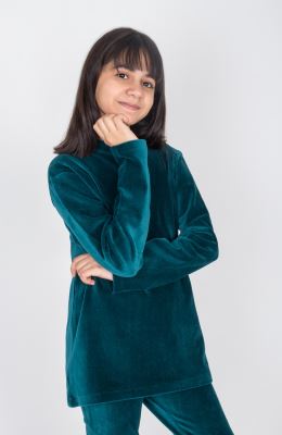 بلوز مخمل کبریتی یقه سه سانت