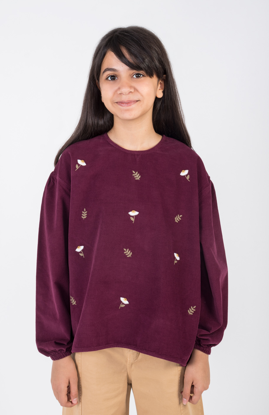 بلوز مخمل کبریتی آستین بلند