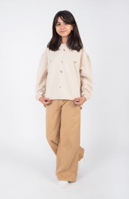 بلوز مخمل کبریتی آستین بلند