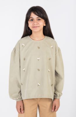 بلوز مخمل کبریتی آستین بلند