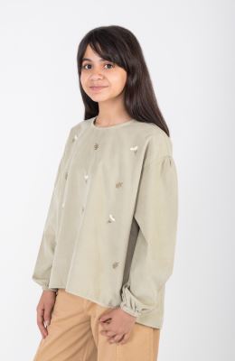 بلوز مخمل کبریتی آستین بلند