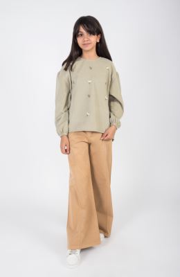 بلوز مخمل کبریتی آستین بلند