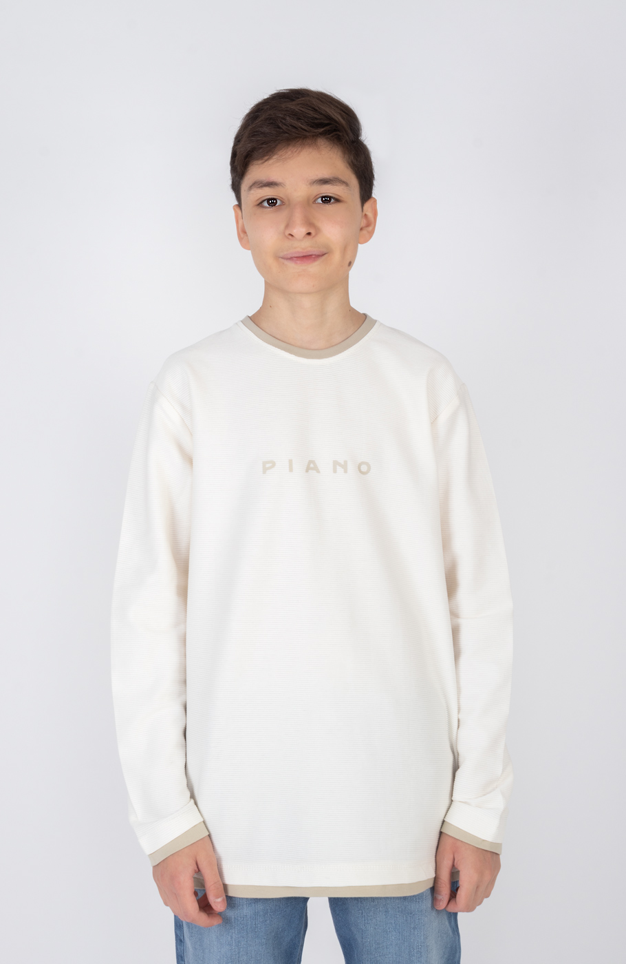 تیشرت آستین بلند یکرو پنبه کبربتی