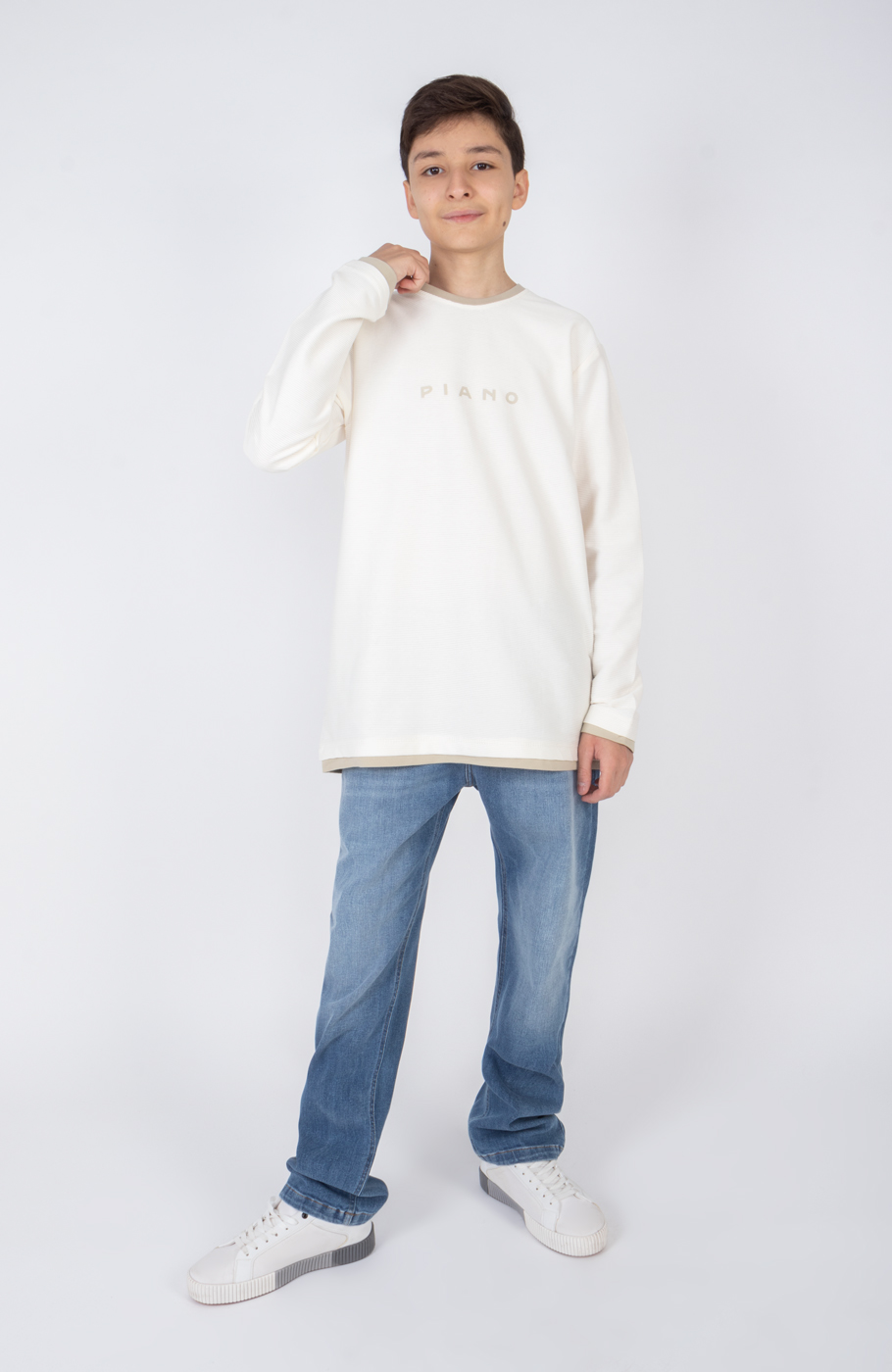 تیشرت آستین بلند یکرو پنبه کبربتی