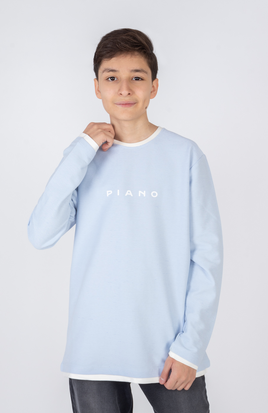 تیشرت آستین بلند یکرو پنبه کبربتی