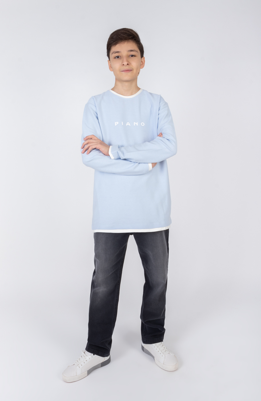 تیشرت آستین بلند یکرو پنبه کبربتی