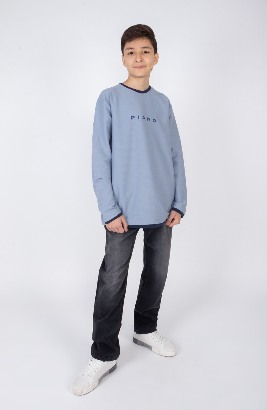 تیشرت آستین بلند یکرو پنبه کبربتی