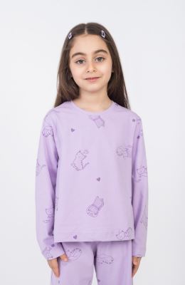 تیشرت آستین بلند و شلوار یکرولایکرا خواب