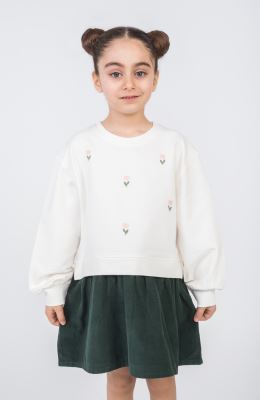 پیراهن آستین بلند دورس لایکرا و مخمل کبریتی