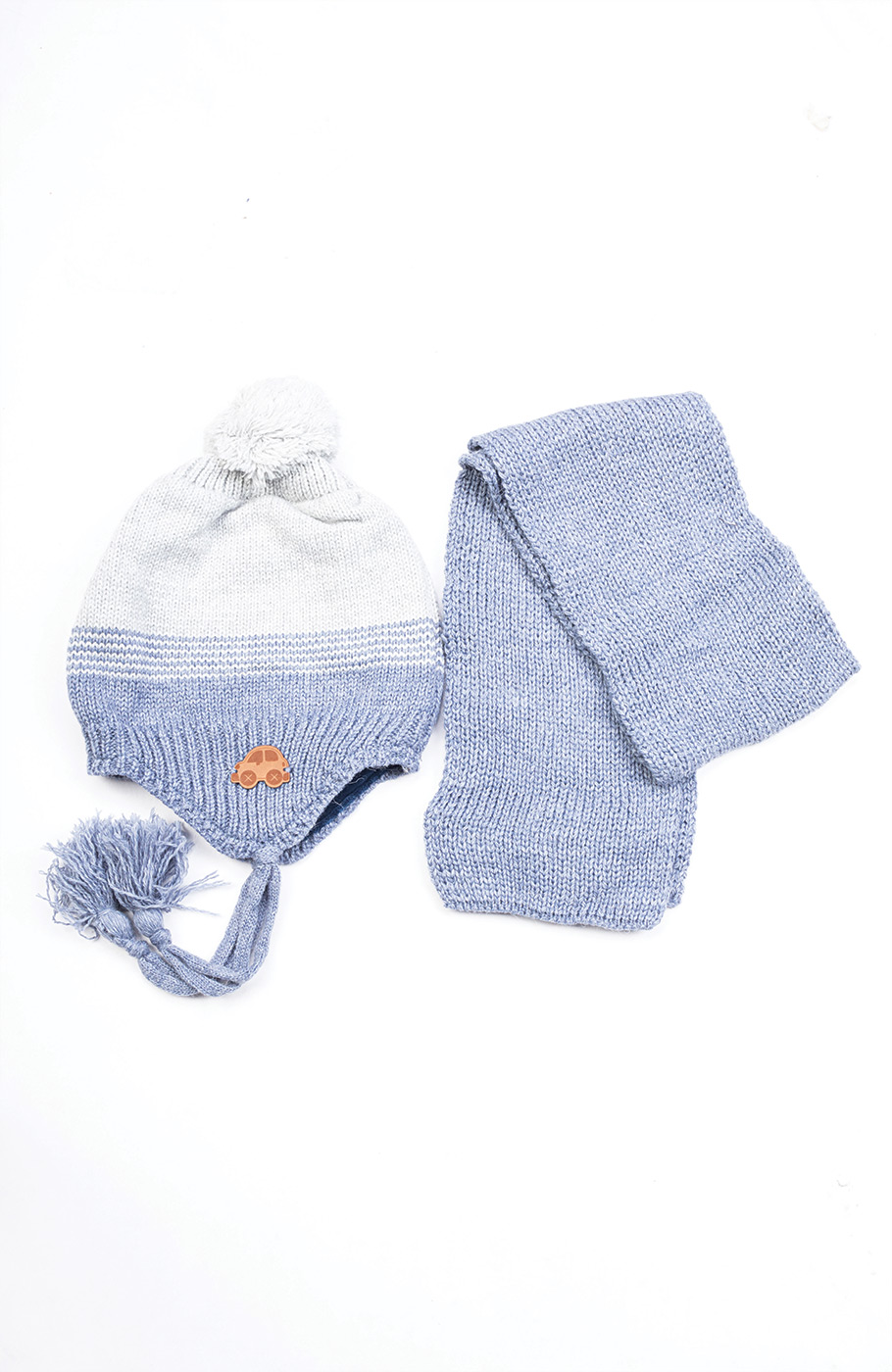 کلاه راه راه دو رنگ و شال بافت