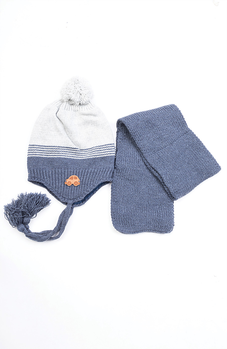 کلاه راه راه دو رنگ و شال بافت