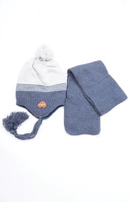 کلاه راه راه دو رنگ و شال بافت