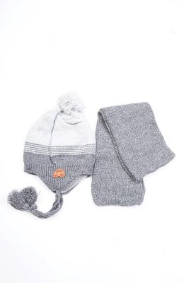 کلاه راه راه دو رنگ و شال بافت