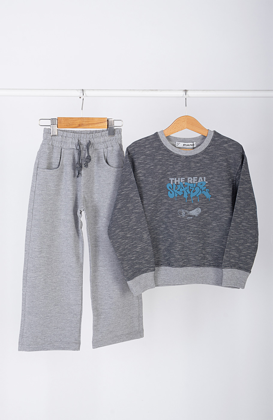 تیشرت آستین بلند دورس افکت دار (ست با کد 11443)