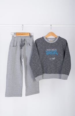 تیشرت آستین بلند دورس افکت دار (ست با کد 11443)