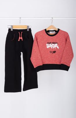 تیشرت آستین بلند دورس افکت دار (ست با کد 11443)