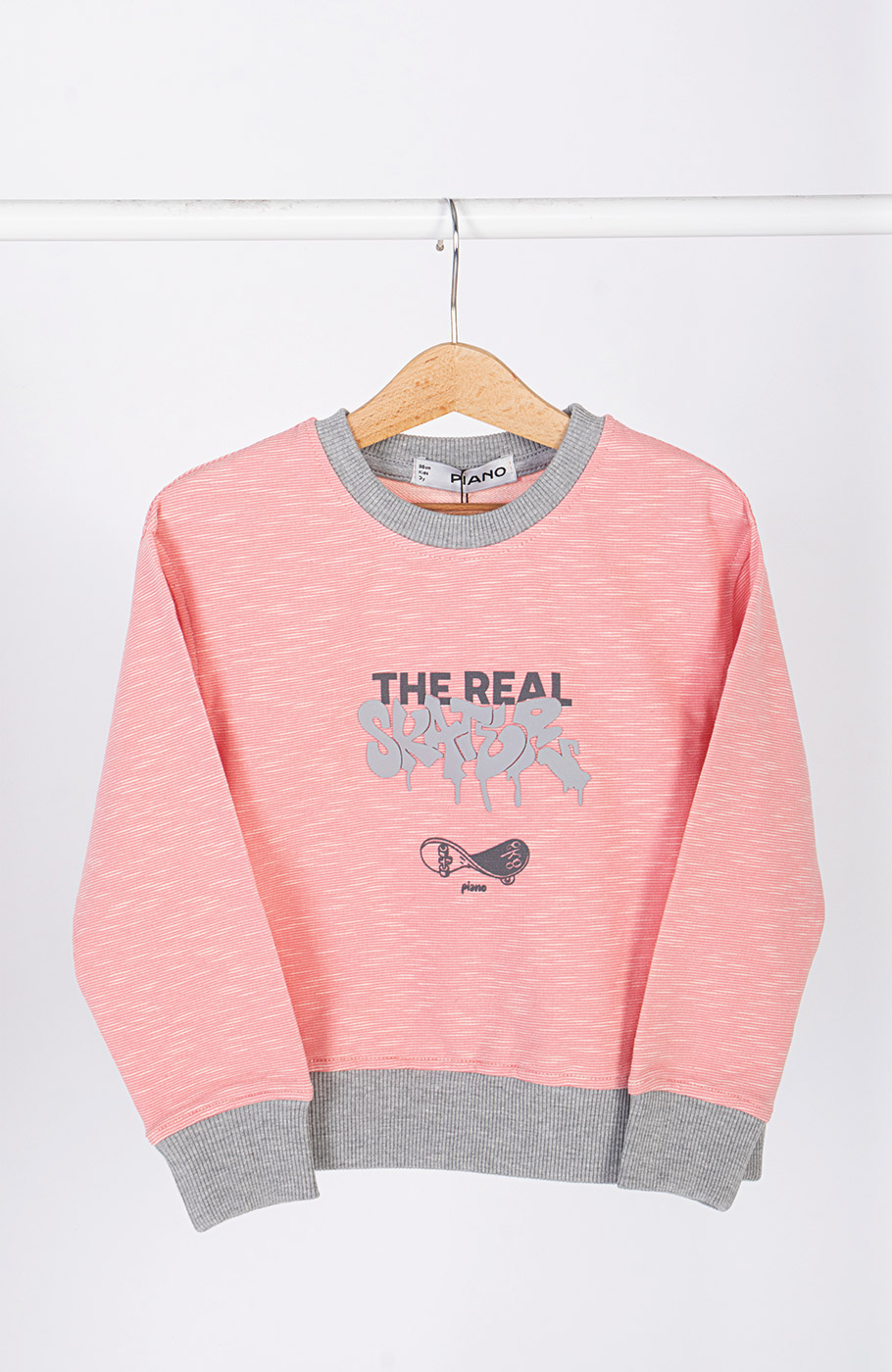 تیشرت آستین بلند دورس افکت دار (ست با کد 11443)