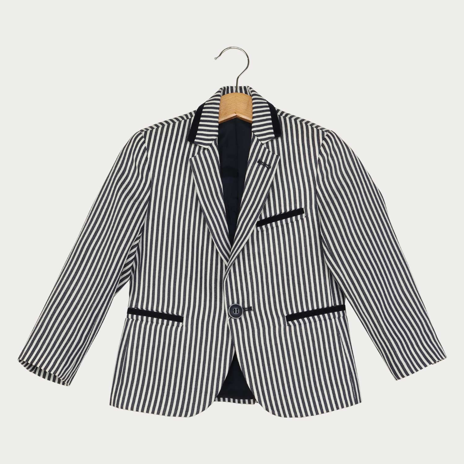 کت پسرانه راه راه سفید سرمه اى